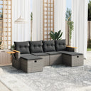 vidaXL 6-delige Loungeset met kussens poly rattan zwart