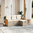 vidaXL 4-delige Loungeset met kussens poly rattan zwart