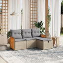vidaXL 4-delige Loungeset met kussens poly rattan zwart