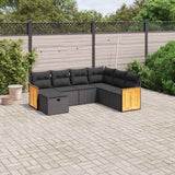 vidaXL 7-Piece Lounge Set with Cushions Poly Rattan Black
