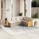 vidaXL 7-Piece Lounge Set with Cushions Poly Rattan Black