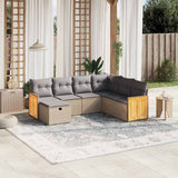vidaXL 7-Piece Lounge Set with Cushions Poly Rattan Black