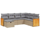 vidaXL 7-Piece Lounge Set with Cushions Poly Rattan Black