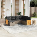 vidaXL 7-Piece Lounge Set with Cushions Poly Rattan Black