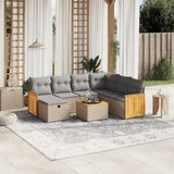 vidaXL 7-Piece Lounge Set with Cushions Poly Rattan Black