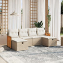 vidaXL 6-delige Loungeset met kussens poly rattan zwart