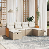 vidaXL 6-delige Loungeset met kussens poly rattan zwart