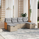 vidaXL 6-delige Loungeset met kussens poly rattan zwart