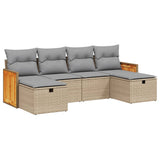 vidaXL 6-delige Loungeset met kussens poly rattan zwart