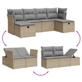 vidaXL 6-delige Loungeset met kussens poly rattan zwart