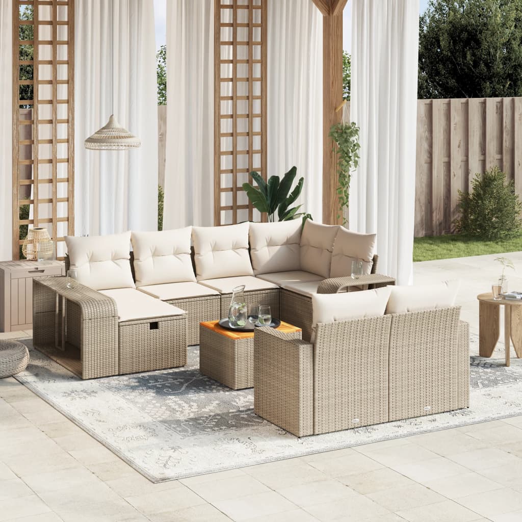 vidaXL 11-delige Loungeset met kussens poly rattan zwart