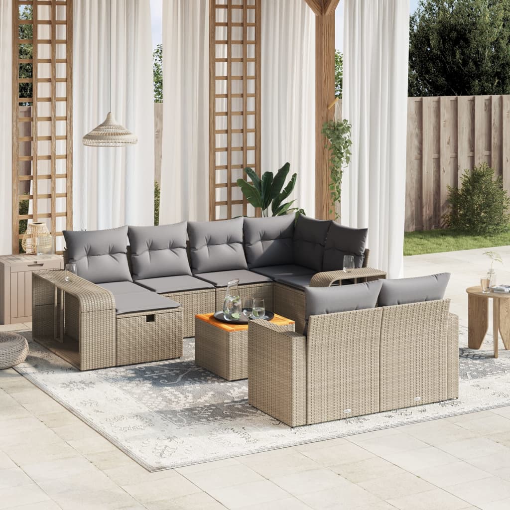 vidaXL 11-delige Loungeset met kussens poly rattan zwart