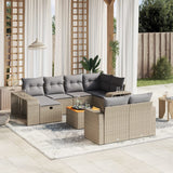 vidaXL 11-delige Loungeset met kussens poly rattan zwart