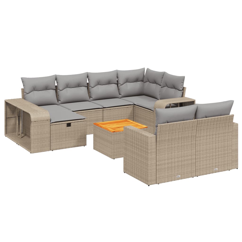 vidaXL 11-delige Loungeset met kussens poly rattan zwart