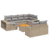 vidaXL 11-delige Loungeset met kussens poly rattan zwart