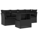 vidaXL 5-delige Loungeset met kussens poly rattan zwart