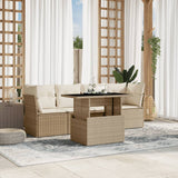 vidaXL 5-delige Loungeset met kussens poly rattan zwart
