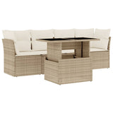 vidaXL 5-delige Loungeset met kussens poly rattan zwart