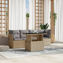 vidaXL 5-delige Loungeset met kussens poly rattan zwart