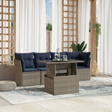 vidaXL 5-piece garden sofa set with cushions black poly rattan