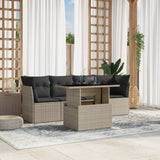 vidaXL 5-delige Loungeset met kussens poly rattan zwart