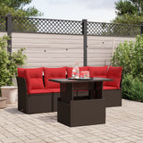 vidaXL 5-piece garden sofa set with cushions black poly rattan