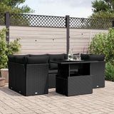 vidaXL 7-delige Loungeset met kussens poly rattan zwart