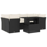 vidaXL 7-delige Loungeset met kussens poly rattan zwart