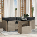 vidaXL 7-delige Loungeset met kussens poly rattan zwart