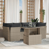 vidaXL 7-delige Loungeset met kussens poly rattan zwart