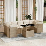 vidaXL 8-delige Loungeset met kussens poly rattan zwart