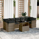 vidaXL 8-delige Loungeset met kussens poly rattan zwart