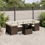 vidaXL 8-delige Loungeset met kussens poly rattan zwart