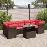 vidaXL 8-Piece Garden Lounge Set with Cushions, Black Poly Rattan