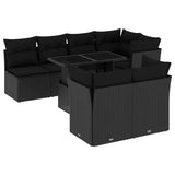 vidaXL 8-delige Loungeset met kussens poly rattan zwart