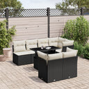 vidaXL 8-delige Loungeset met kussens poly rattan zwart