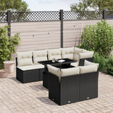 vidaXL 8-delige Loungeset met kussens poly rattan zwart