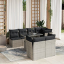 vidaXL 8-delige Loungeset met kussens poly rattan zwart