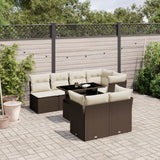 vidaXL 8-delige Loungeset met kussens poly rattan zwart