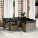 vidaXL 9-delige Loungeset met kussens poly rattan zwart