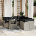 vidaXL 9-delige Loungeset met kussens poly rattan zwart