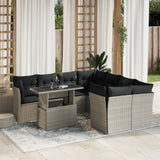 vidaXL 9-delige Loungeset met kussens poly rattan zwart