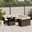 vidaXL 9-delige Loungeset met kussens poly rattan zwart