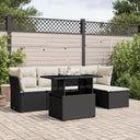 vidaXL 6-delige Loungeset met kussens poly rattan zwart