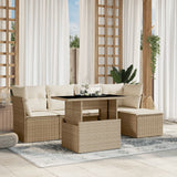 vidaXL 6-delige Loungeset met kussens poly rattan zwart