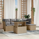 vidaXL 6-delige Loungeset met kussens poly rattan zwart