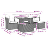 vidaXL 6-delige Loungeset met kussens poly rattan zwart