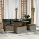 vidaXL 6-delige Loungeset met kussens poly rattan zwart