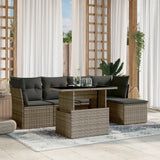 vidaXL 6-delige Loungeset met kussens poly rattan zwart