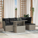 vidaXL 6-delige Loungeset met kussens poly rattan zwart